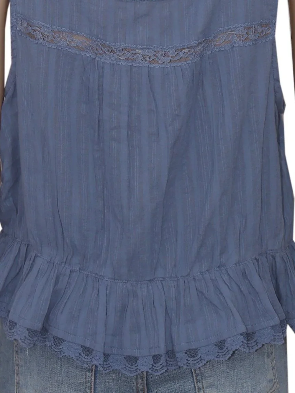 Free People Alana Lace Tank Sleeveless Buttondown Cropped Top L - Picture 6 of 7